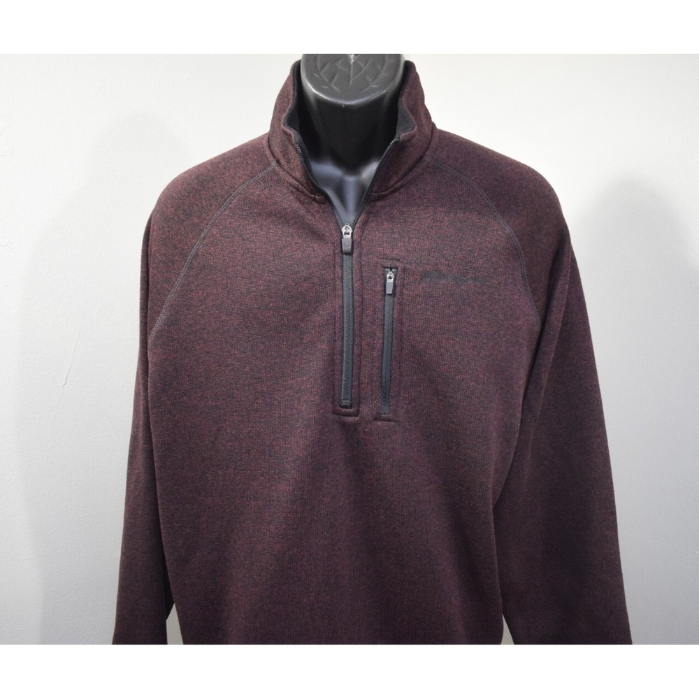 Eddie Bauer‎ Fleece 1/4 Zip Pullover Jacket Dark Red Long Sleeve Hiking Mens XL